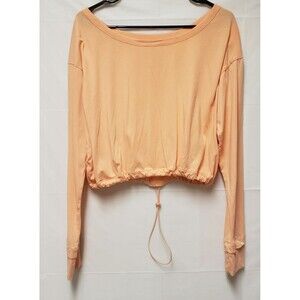Women’s FLX Salmon Orange Thumbhole Drawstring Athleisure T-Shirt Sz L NWOT